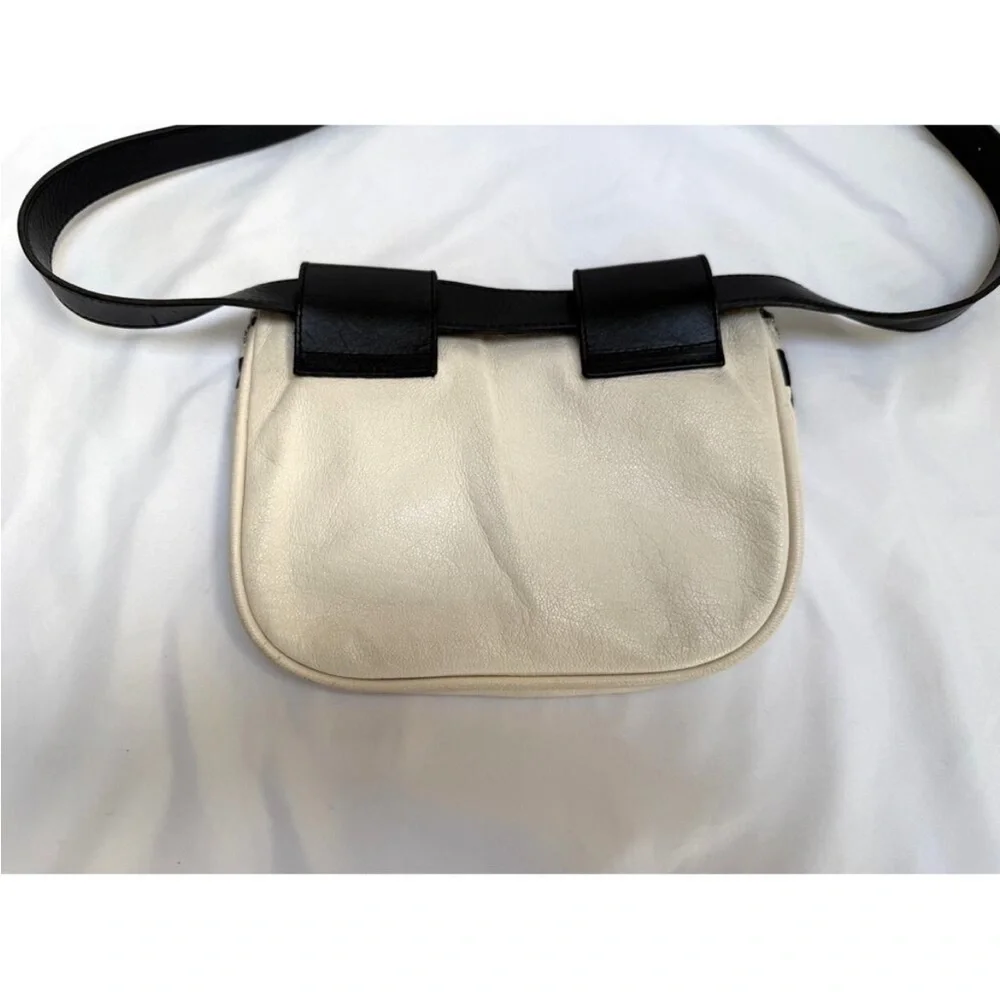 Clare V. Leather Black and White Checkerboard Crossbody Fanny Belt Bag - Picture 6 of 6